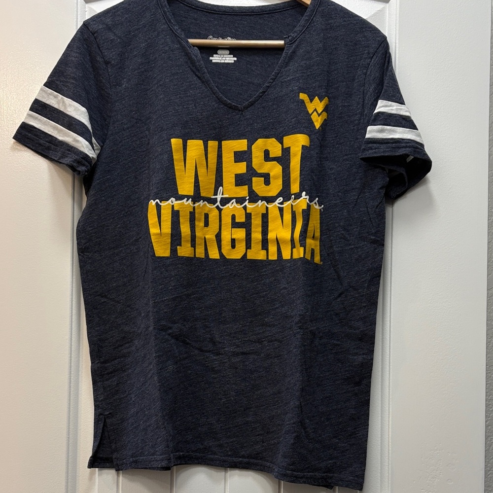West Virginia Mountaineers Women's Navy V-Neck Tee